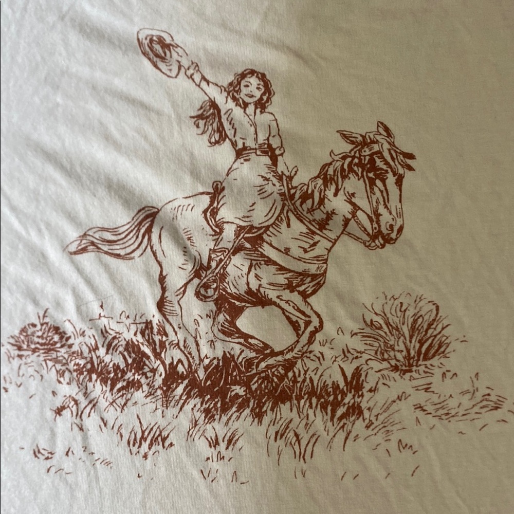 ABLE Cowgirl crew neck Graphic T with cuffed sleeves size XS